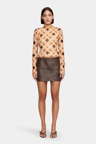 Ownley Daphne Top - Caramel Check