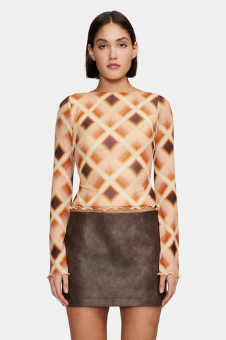 Ownley Daphne Top - Caramel Check