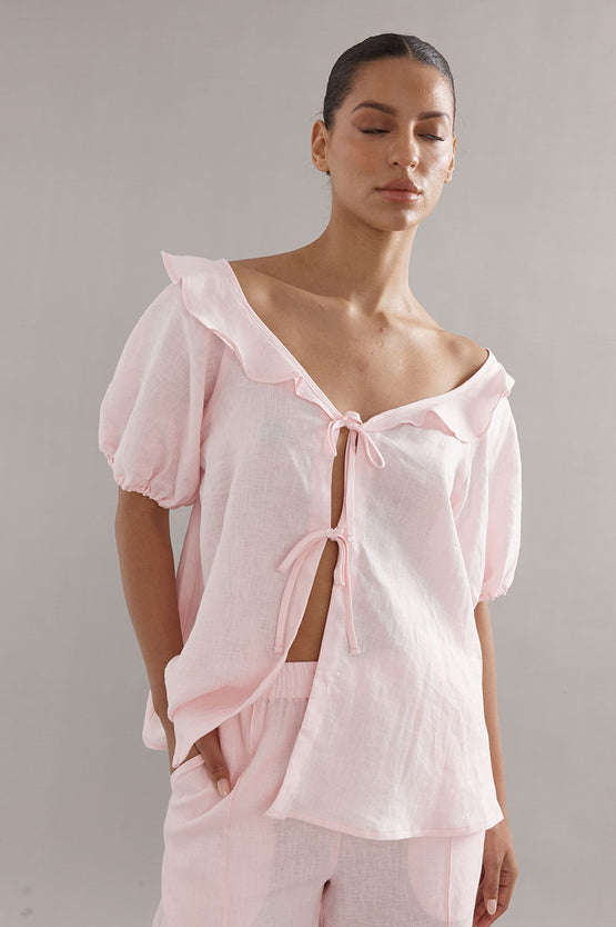 Caitlin Crisp Little Darling Blouse - Pink Linen