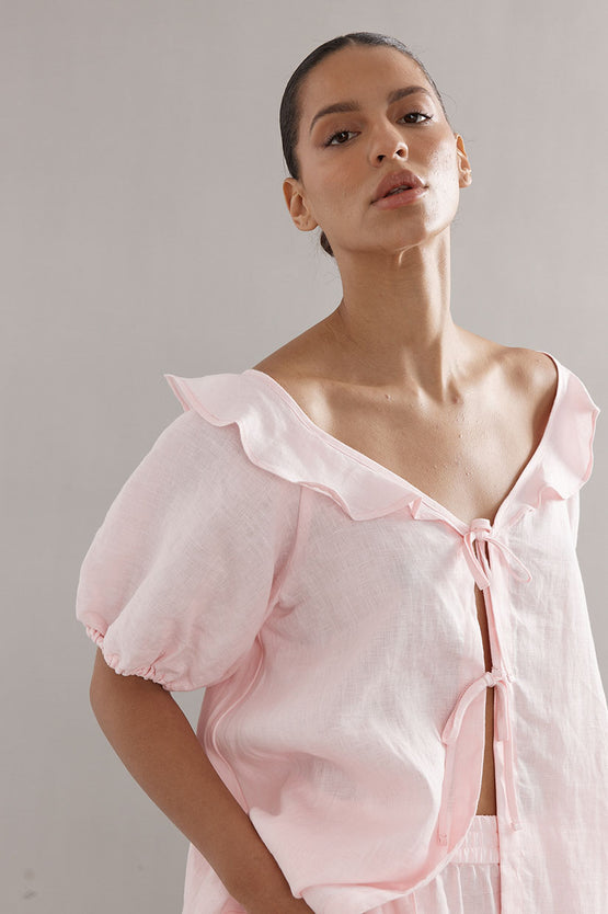 Caitlin Crisp Little Darling Blouse - Pink Linen