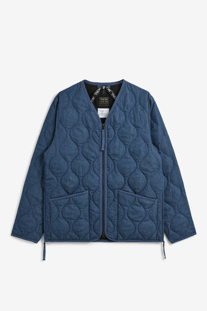 Taion Military V Neck Hard Shell Jacket - Indigo