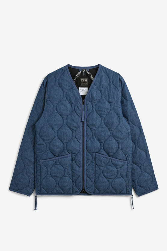 Taion Military V Neck Hard Shell Jacket - Indigo
