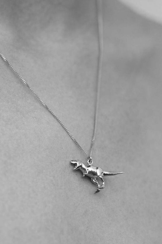 Meadowlark Dinosaur Charm Necklace - Silver