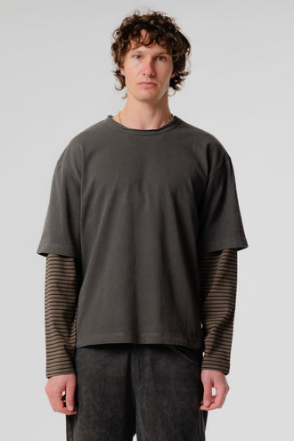 Beach Brains Dream-Layer T-Shirt - Charcoal