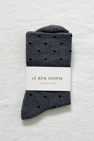 Le Bon Shoppe Sneaker Socks - Charcoal Polka Dot