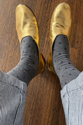 Le Bon Shoppe Sneaker Socks - Charcoal Polka Dot