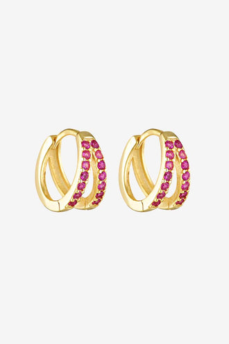 Porter Jewellery Double Angel Huggies - Raspberry
