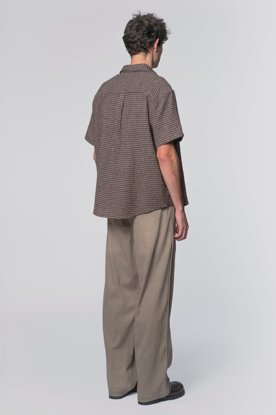Beach Brains Drop SS Shirt - Brown Check