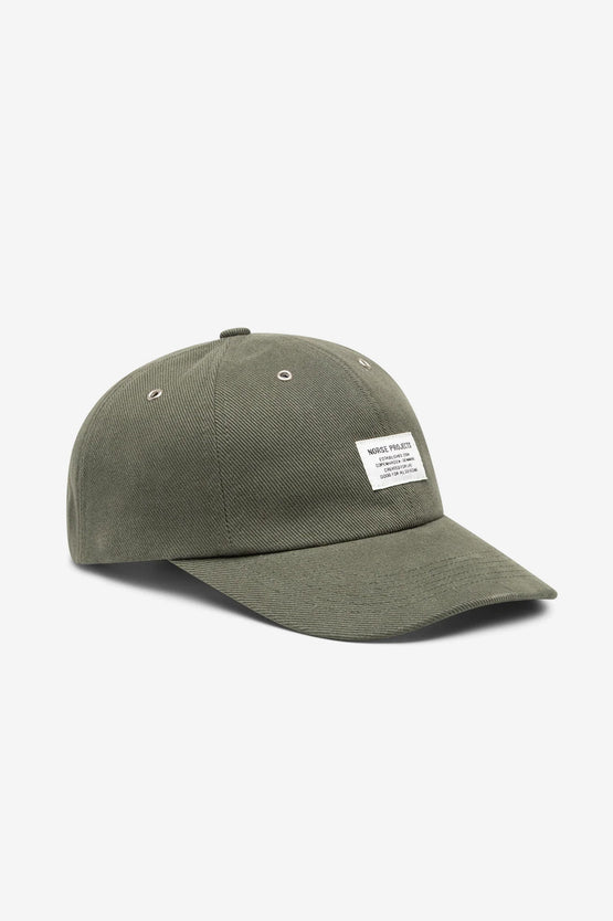 Norse Projects Bull Twill Denim 6-Panel Cap – Dusty Olive