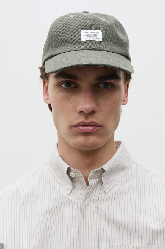 Norse Projects Bull Twill Denim 6-Panel Cap – Dusty Olive