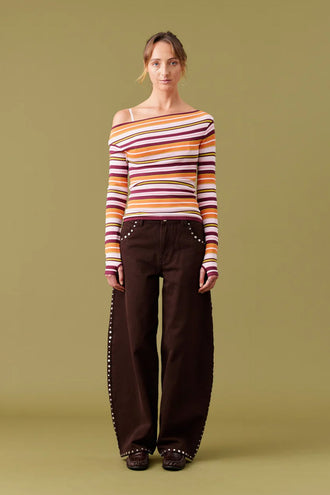 Ruby Emma Knit LS - Berry Ripple Stripe