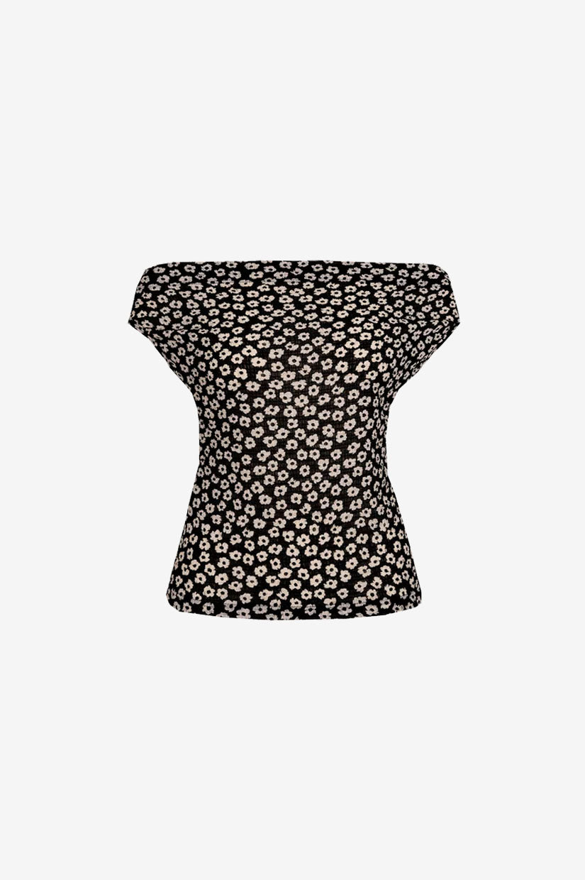 Ruby Emma Crinkle Top - Black Daisy