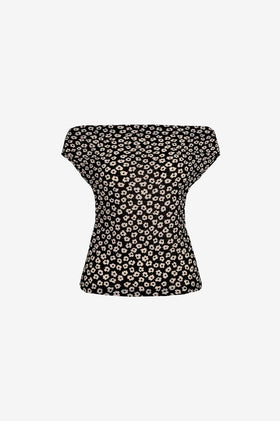 Ruby Emma Crinkle Top - Black Daisy
