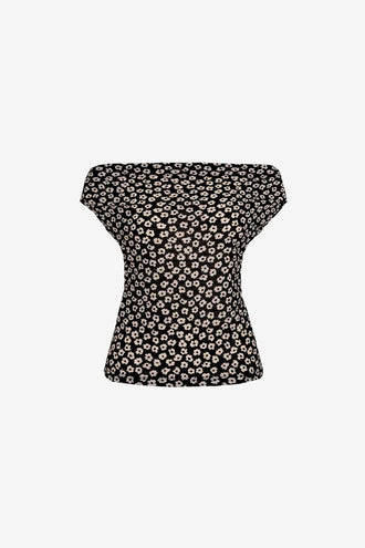 Ruby Emma Crinkle Top - Black Daisy