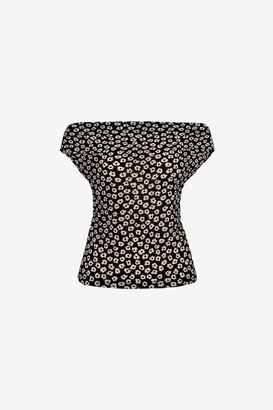 Ruby Emma Crinkle Top - Black Daisy