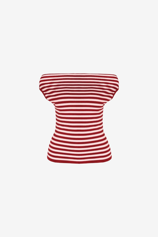 Ruby Emma Knit Top - Burgundy Pink Stripe