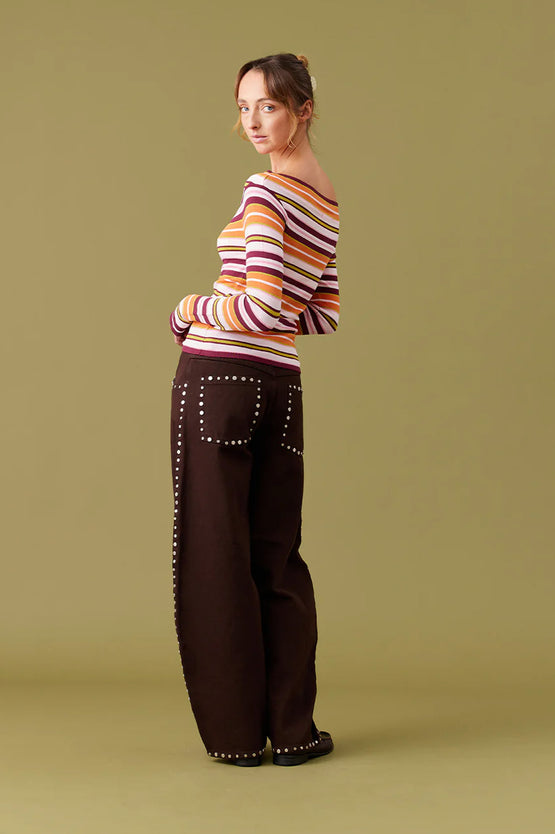 Ruby Emma Knit LS - Berry Ripple Stripe