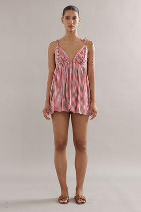 Caitlin Crisp Esther Top - Red Gingham