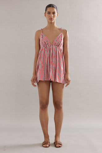 Caitlin Crisp Esther Top - Red Gingham