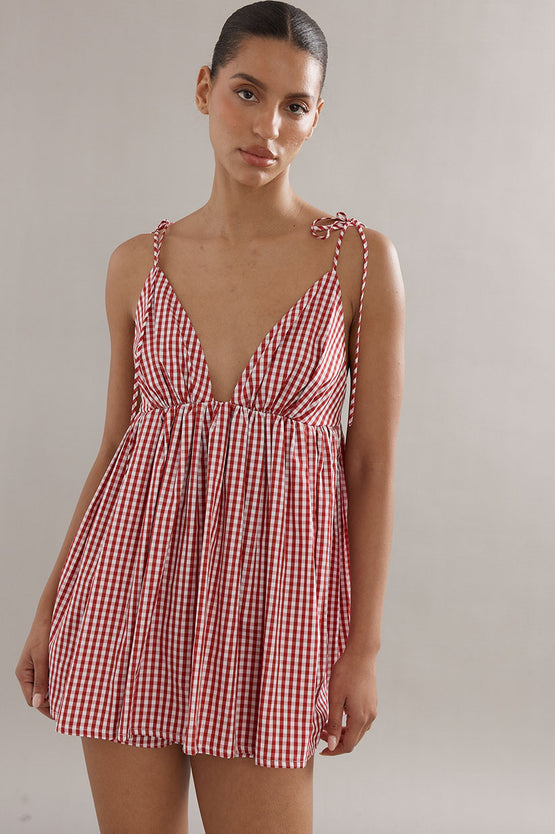 Caitlin Crisp Esther Top - Red Gingham