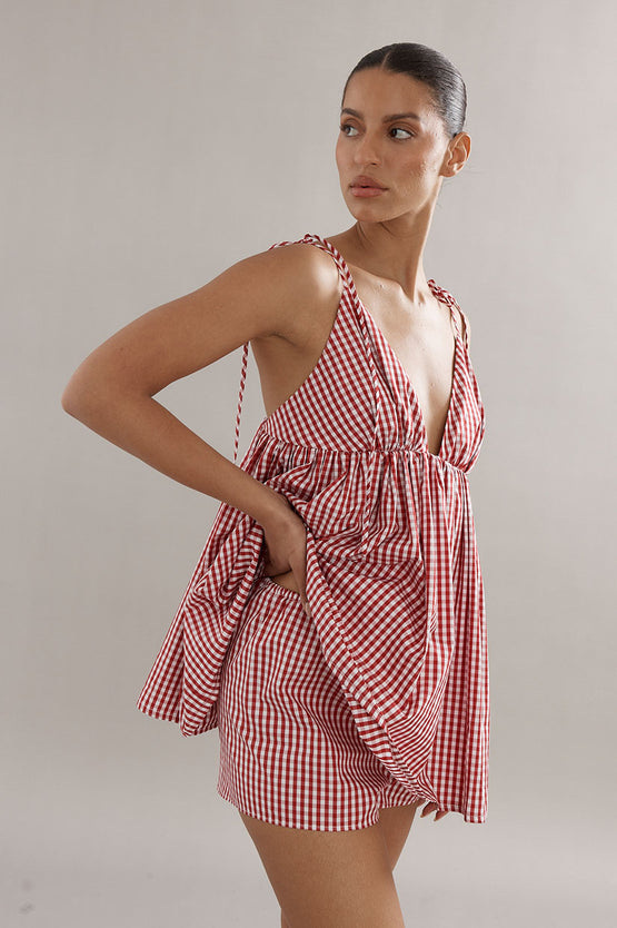 Caitlin Crisp Esther Top - Red Gingham