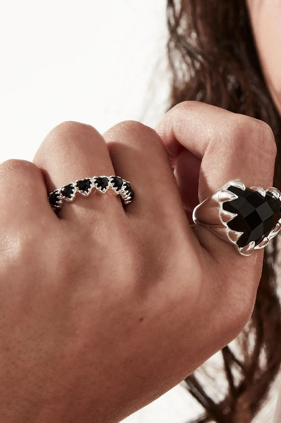 Stolen Girlfriends Club Love Claw Eternity Ring - Silver/Onyx