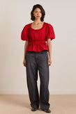 Damson Madder Everly Ruffle Blouse - Red