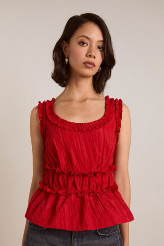 Damson Madder Everly Ruffle Blouse - Red