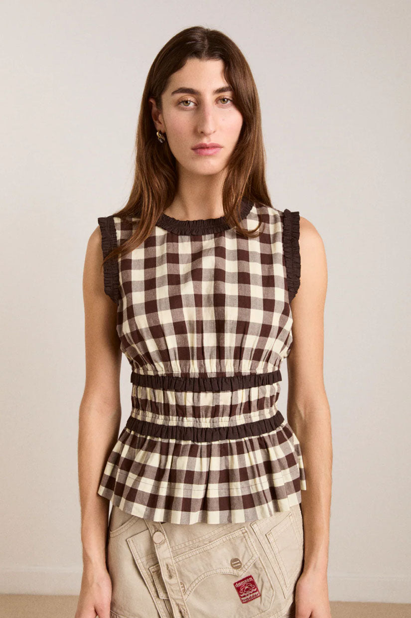 Damson Madder Everly Ruffle Blouse - Gingham