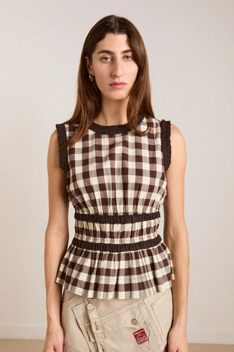 Damson Madder Everly Ruffle Blouse - Gingham