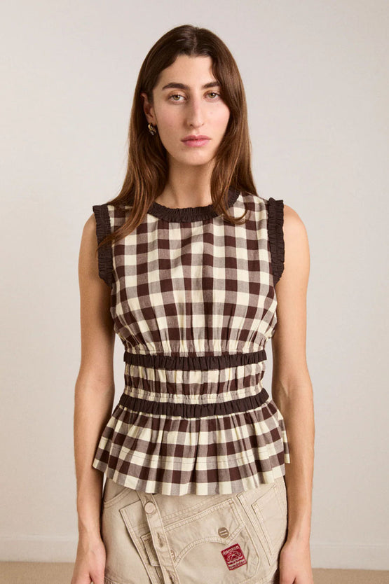 Damson Madder Everly Ruffle Blouse - Gingham