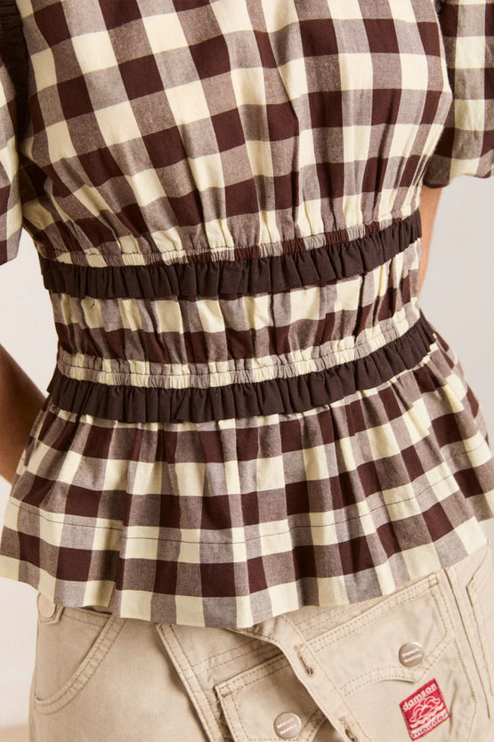 Damson Madder Everly Ruffle Blouse - Gingham