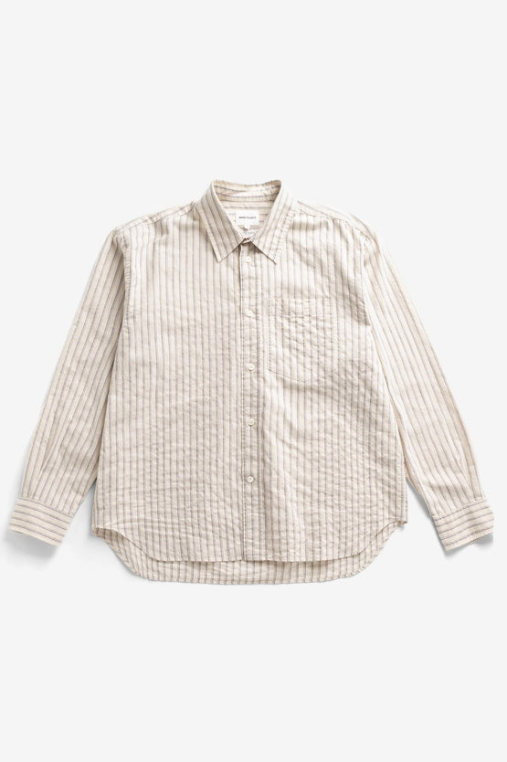 Norse Projects Falster Stripe Oversized Shirt - Natural Ecru