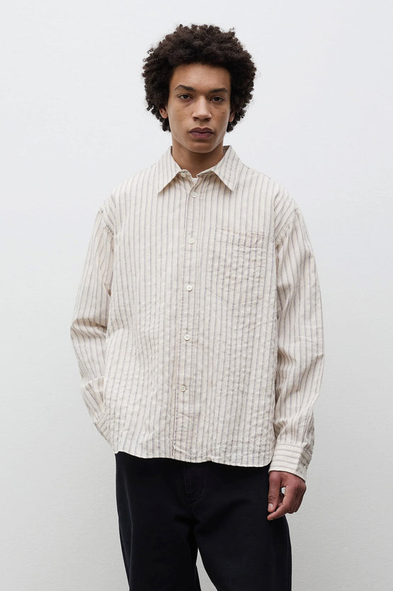 Norse Projects Falster Stripe Oversized Shirt - Natural Ecru