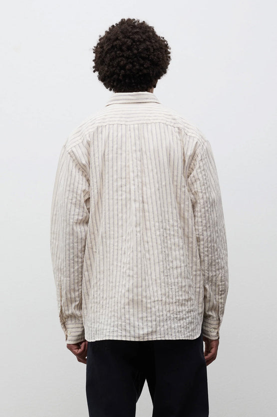 Norse Projects Falster Stripe Oversized Shirt - Natural Ecru