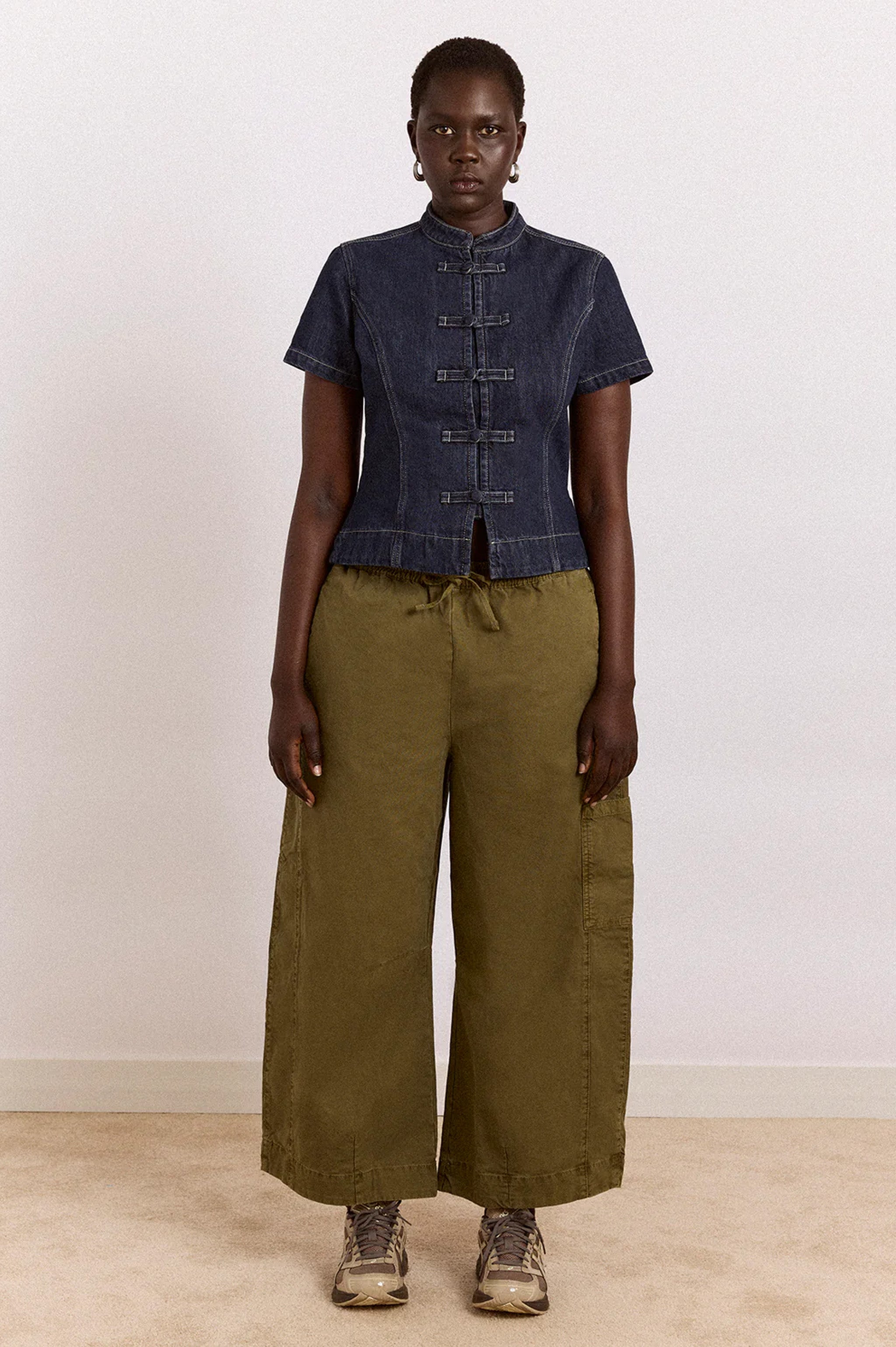 Damson Madder Felix Twill Trousers - Olive