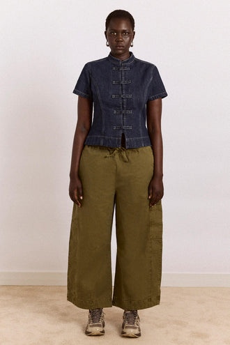Damson Madder Felix Twill Trousers - Olive