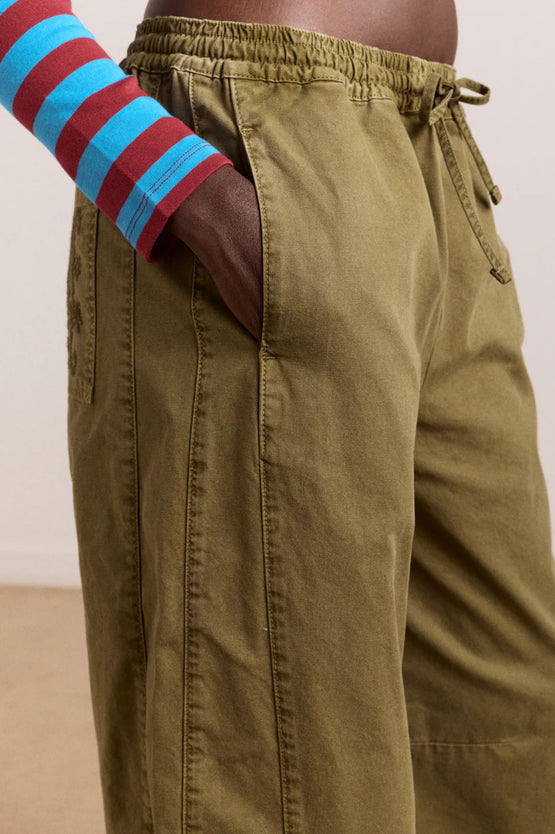 Damson Madder Felix Twill Trousers - Olive