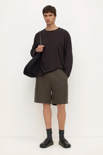 Assembly Finley Linen Short - Dark Military