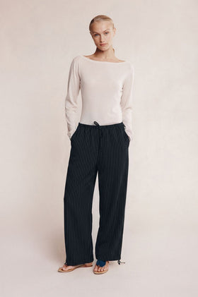 Marle Fatima Pant - Black Pinstripe