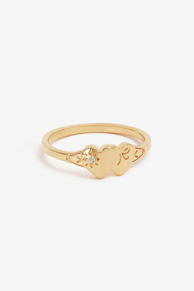 By Charlotte Forever Intertwined Heart Signet Ring - Gold