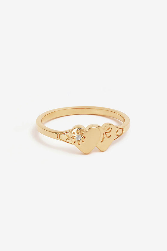 By Charlotte Forever Intertwined Heart Signet Ring - Gold