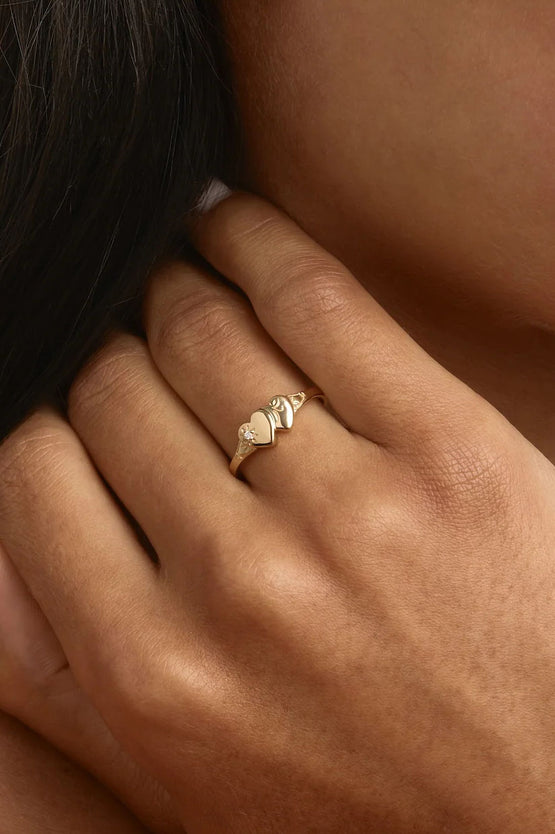 By Charlotte Forever Intertwined Heart Signet Ring - Gold