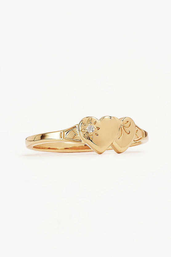 By Charlotte Forever Intertwined Heart Signet Ring - Gold