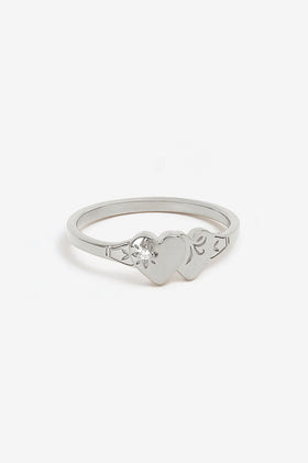By Charlotte Forever Intertwined Heart Signet Ring - Silver