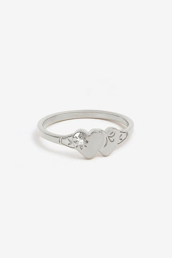By Charlotte Forever Intertwined Heart Signet Ring - Silver
