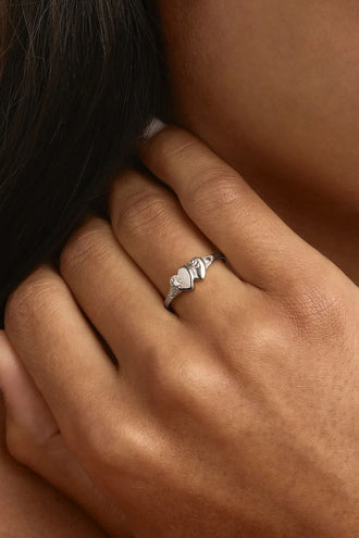 By Charlotte Forever Intertwined Heart Signet Ring - Silver
