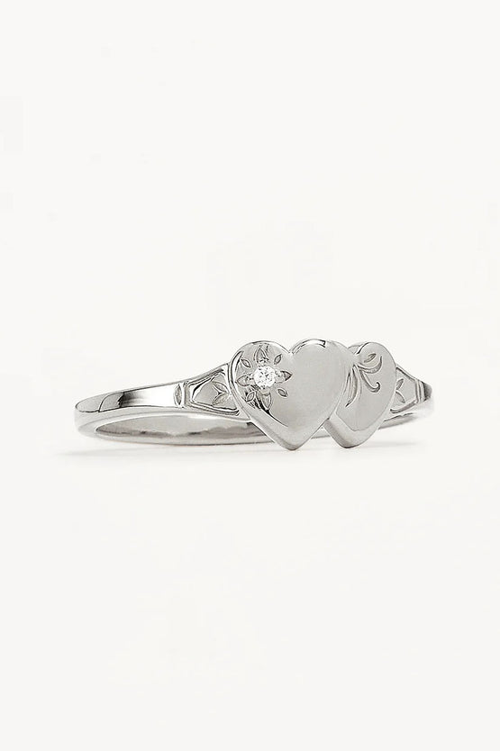 By Charlotte Forever Intertwined Heart Signet Ring - Silver