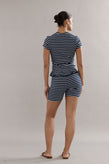 Caitlin Crisp Frilly Baby Tee - Navy Stripe