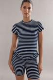 Caitlin Crisp Frilly Baby Tee - Navy Stripe